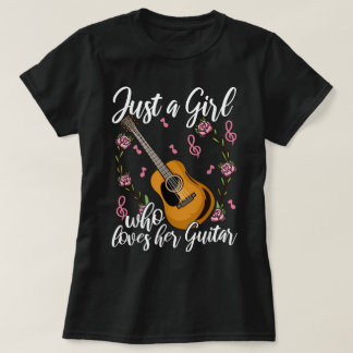 T-shirt Conception de fille à la guitare florale mignonne