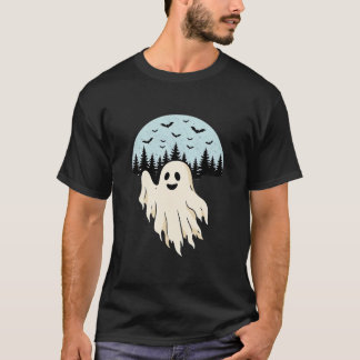 T-shirt Conception de forêt de lune de fantôme d'Halloween