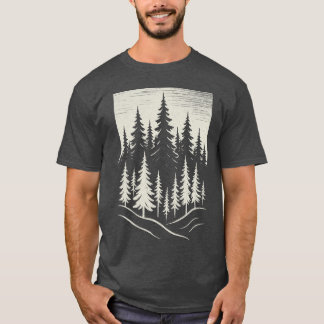 T-shirt Conception de forêt de pins en plein air