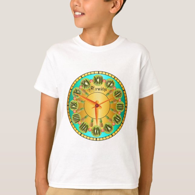 T-shirt Conception de fruits inspirante Horloge bleue méta (Devant)