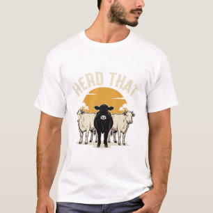 T-shirt Conception de gravure vintage de vache drôle de tr