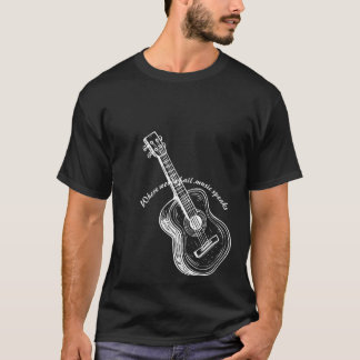 T-shirt Conception de guitare blanche avec citation musica