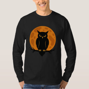 T-shirt Conception de Halloween Black Owl & Full Moon