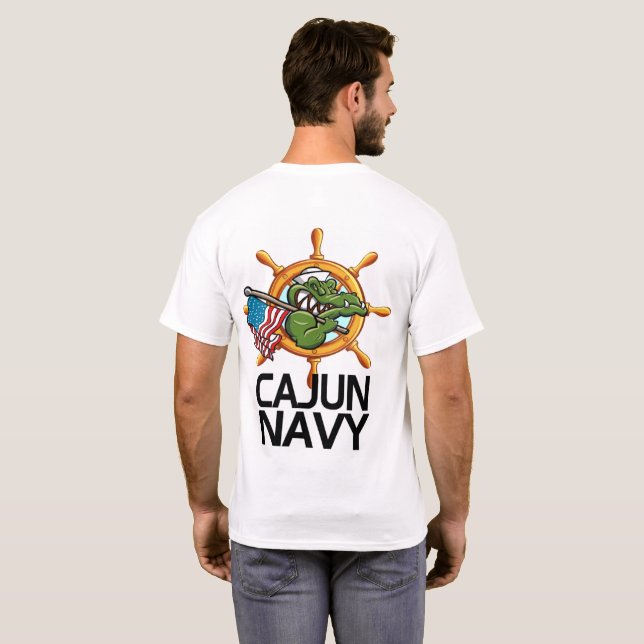 T-shirt Conception de la Marine Cajun sur le front Pocket  (Dos entier)