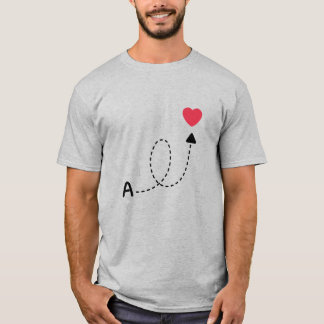 T-shirt Conception de la première lettre d'amour romantiqu