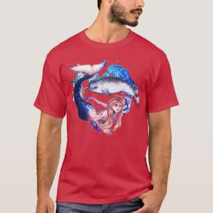 T-shirt Conception de la queue de sirène Narwhal