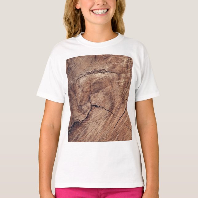 T-shirt Conception de la texture du grain de bois rustique (Devant)