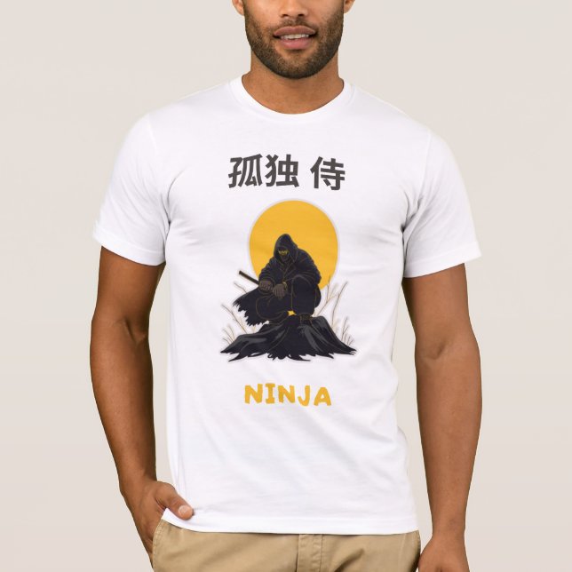 T-shirt Conception de l'art du ninja samouraï solitaire (Devant)