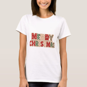 T-shirt Conception de lettrage patchwork Joyeux Noël