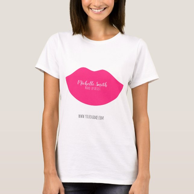 T-shirt Conception de lèvres roses chaudes Maquettiste (Devant)