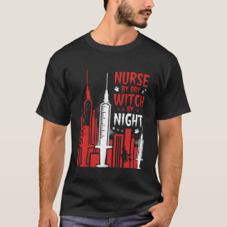 T-shirt Conception de ligne d'horizon Halloween de sorcièr