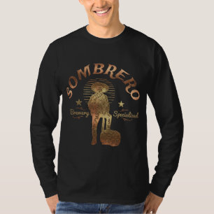 T-shirt Conception de logo de brasserie de sombrero mexica