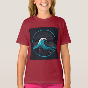 T-shirt Conception de logo de vague océanique minimaliste 