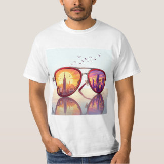 T-shirt Conception de lunettes de soleil sur fond de ville
