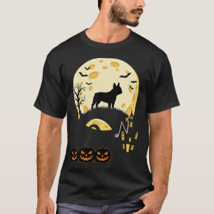 T-shirt Conception de maison hantée de lune de bouledogue