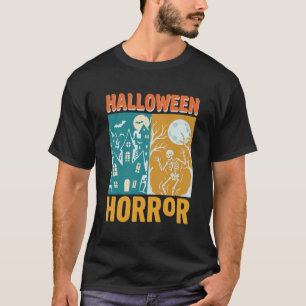 T-shirt Conception de maison hantée Halloween Lune squelet