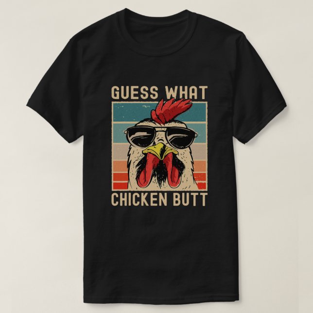 T-shirt Conception de mème de poulet Devinez Ce Bouton de  (Design devant)