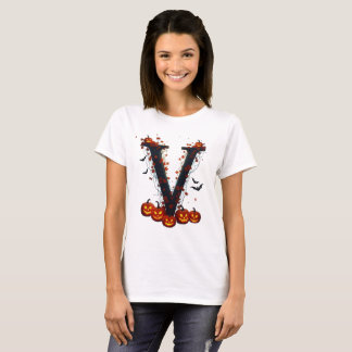 T-shirt Conception de minuit avec la lettre V 