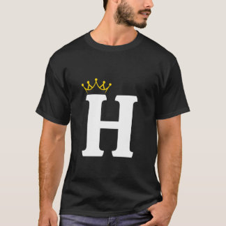 T-shirt Conception de monogramme avec lettre H couronnée