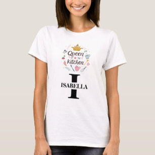 T-shirt Conception de monogramme de nom de reine de cuisin