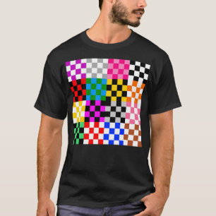 T-shirt Conception de motif à carreaux patchwork coloré