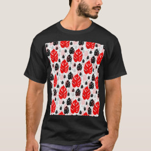 T-shirt Conception de motif d'illustration de feuille roug