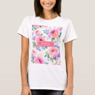 T-shirt Conception de nom personnalisé florale bohème leve