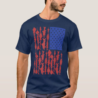 T-shirt Conception de pêche de drapeau américain 