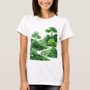 T-shirt Conception de pièces et d'arbres verts CRISP GREEN