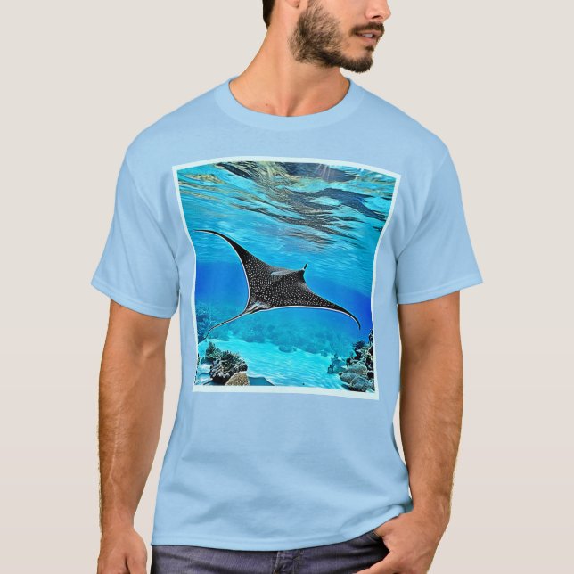 T-shirt Conception de rayons tachetés sous-marins (Devant)