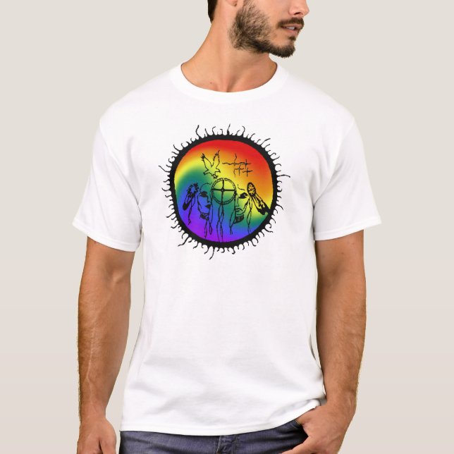 T-shirt Conception de remous d'arc-en-ciel de Deux-Esprit (Devant)