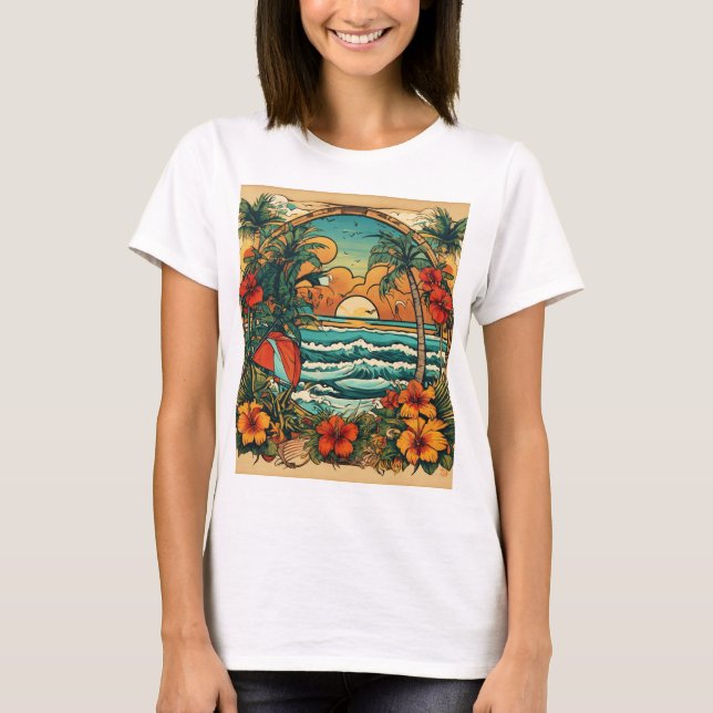 T-shirt Conception de roches et de rouleaux (Devant)