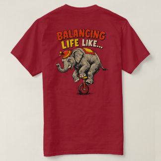 T-shirt Conception de roue de cirque d'éléphant drôle en é