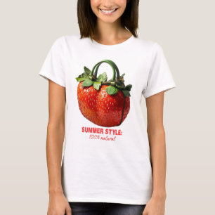 T-shirt Conception de sac à main fraise - Été hyper-réalis