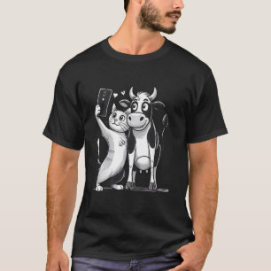 T-shirt Conception de selfie de chat et de vache drôle et 