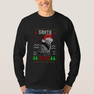 T-shirt Conception de Shark Santa Ugly Sweater Christmas F