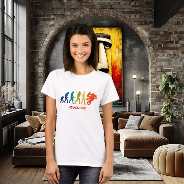 T-shirt Conception de silhouette de motard évolution de mo (Créateur téléchargé)