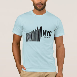 T-shirt Conception de Skyline de Code-Barres Minimaliste N