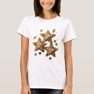 T-shirt Conception de slogan Artistic Gold GOLDEN STARS