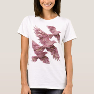 T-shirt Conception de slogan d'oiseaux roses argentés frai
