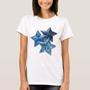 T-shirt Conception de slogan ÉTOILES BLEUES Argentées Tran