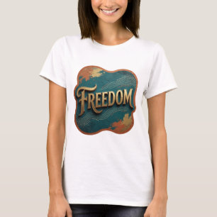 T-shirt Conception de slogan Or STATEMENT LIBERTÉ