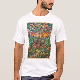 T-shirt conception de style hippie psychédélique de ville 