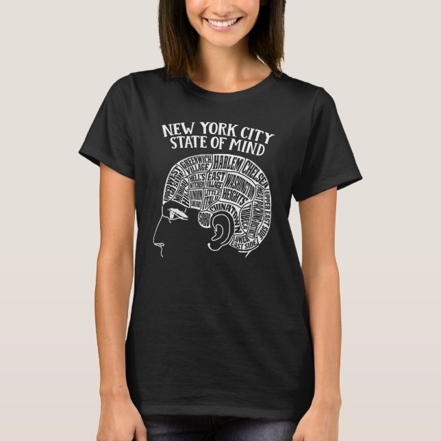 T-shirt Conception de tête de cerveau de New York (Devant)
