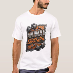 T-shirt Conception de texte ANIMAL STRENGTH argent iconiqu