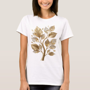 T-shirt Conception de texte ARBRE À FEUILLE D'OR Or doré