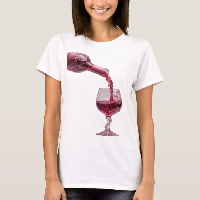 T-shirt Conception de texte argenté accrocheur VIN ROSÉ (Devant)