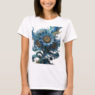 T-shirt Conception de texte FANTASIE FLORALE BLEU Argent V