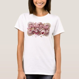 T-shirt Conception de texte POUR LE VERSER Rose Attrayant