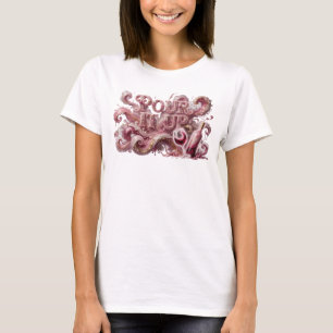 T-shirt Conception de texte POUR LE VERSER Rose Classique